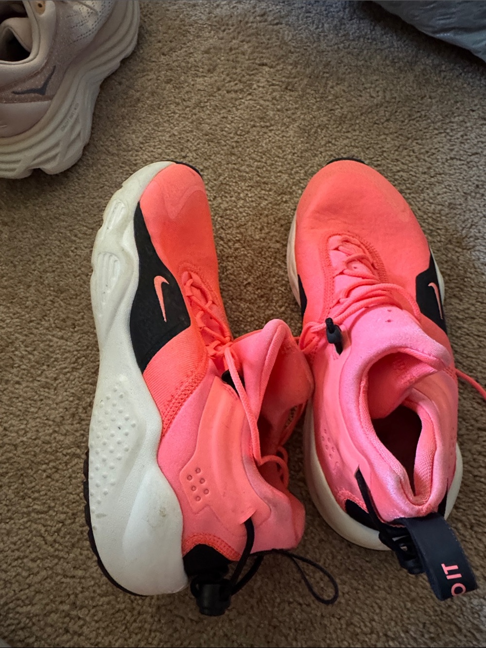 Nike Women’s Neon Pink and Black Athletic Sneakers air huarache
